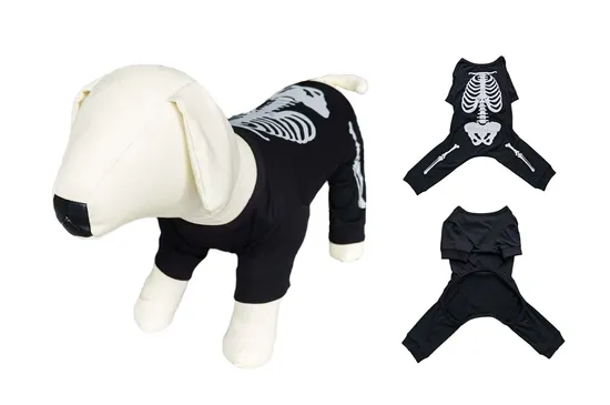 Halloween Saints Skeleton Black Jumpsuit Dog Jersey Sleepwear Pet Pajamas 
