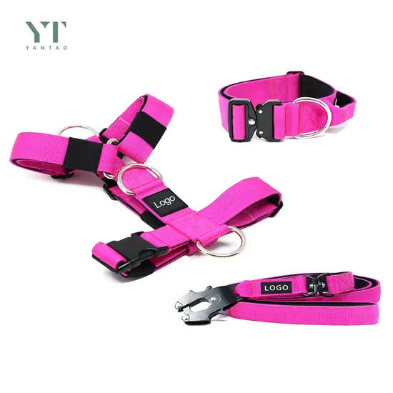 High Quality Pet Products Tactical Training No Pull Dog Harness and Leash Adjustable Soft Nylon Padded Harness with Quick Release Buckle 