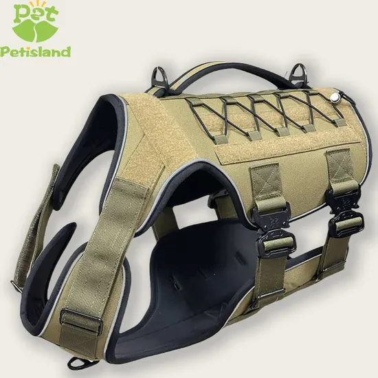 Tactical Dog Harness for Large Dogs Durable Hunting Style Dog Vest with Neoprene Lining Adjustable Pet Harness for Training Hiking Outdoor Activities 
