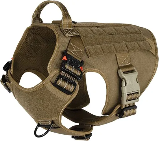 Dog Tactical Harness with Metal Lockable Claps Tactical Harness for Large Dogs No Pull Adjustable Pet