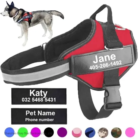 Customized ID Name No Pull Reflective Breathable Pet Dog Harness 