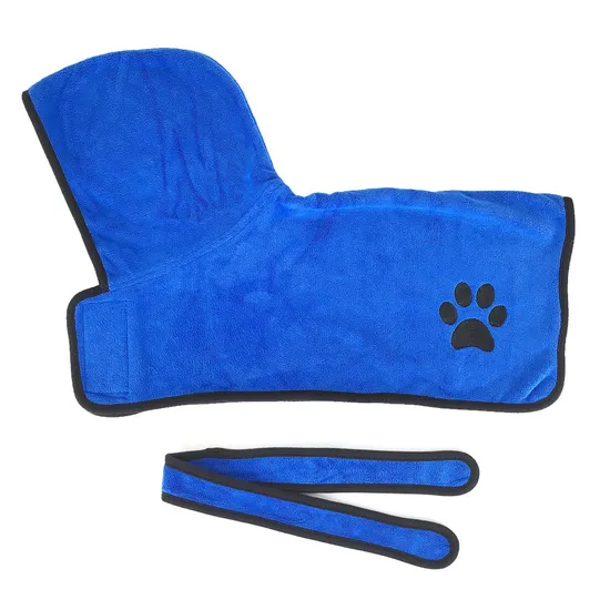 Pet Dog Cat Knitting Towel Embroidery Bath Drying Robe Bathrobe Clothes 