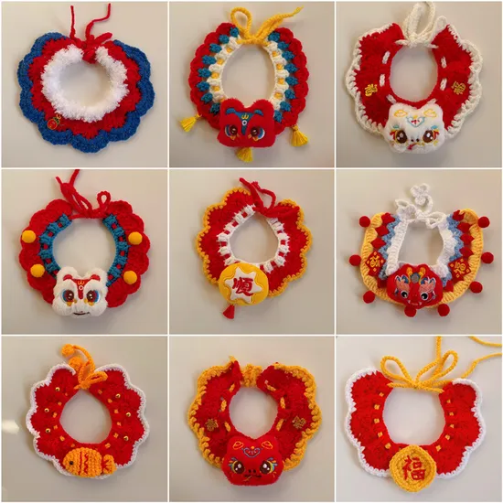 2025 New Design Cute Christmas Pet Accessories Adjustable Dog Cat Knitting Bandana Scarf Collar 