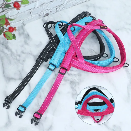 Reflective Nylon Dog Harness No Pull with Handle Mesh Front Leading Walking Vest 