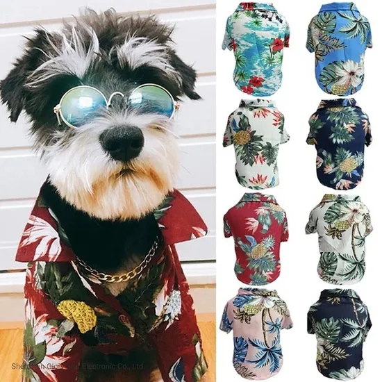 Hawaiian Style Leaf Printed Pet Clothes Dog Accessories Summer Shirts 